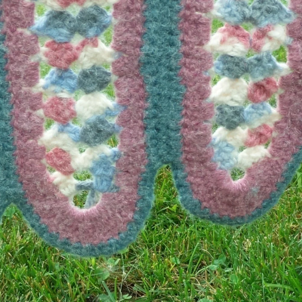 Vintage Striped Crochet Afghan Blanket 48 x 62